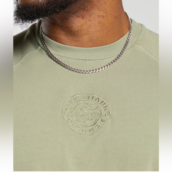 Gymshark Premium Legacy T-Shirt L Natural Sage Green - Picture 9 of 10